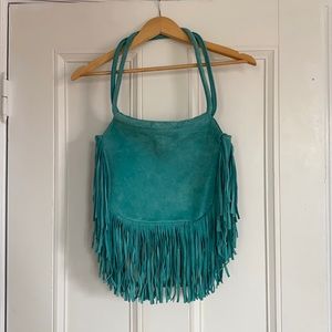 Fringe suede bag